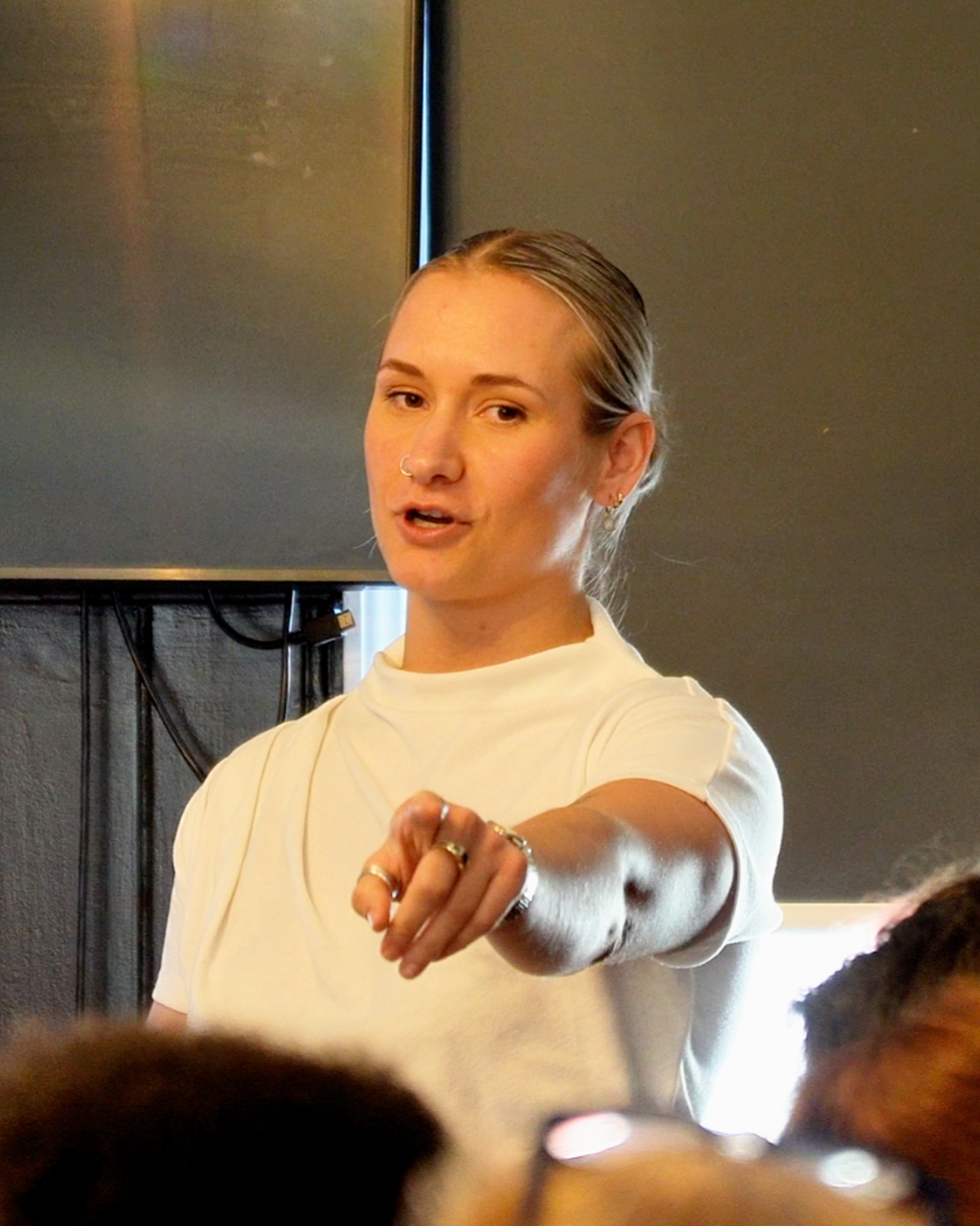 Grace Richardson coaching a room